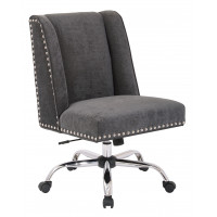 OSP Home Furnishings BP-ALYMC-SK788 Alyson Managers Chair in Charcoal Fabric with Silver nail heads and Chrome Base Semi-Assembled
